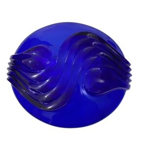 1970's Vintage Cobalt Blue Glass Centrepiece Bowl by Luminarc - Made in France